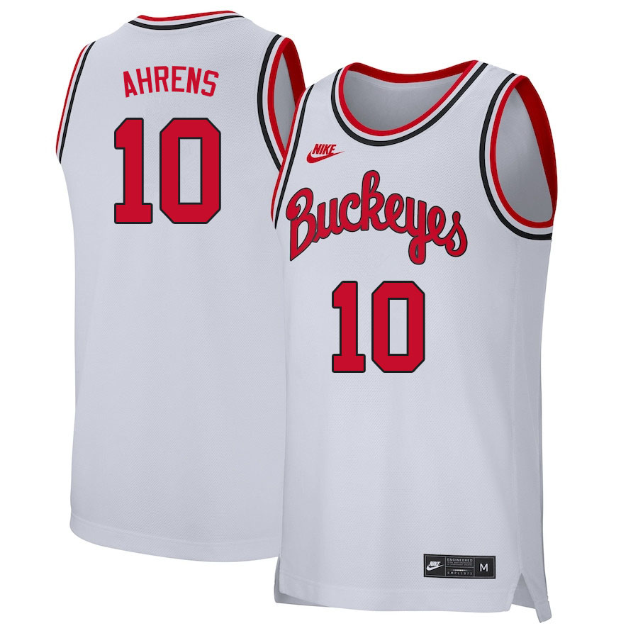 Men #10 Justin Ahrens Ohio State Buckeyes College Basketball Jerseys Sale-Retro White